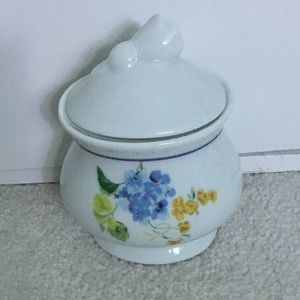 Vintage milk and sugar blue  floral glassware